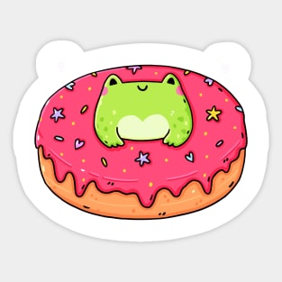 Frog Pink Donut Sticker